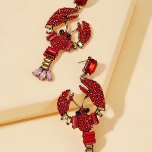 Diamond red lobster earrings